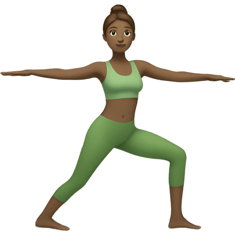 white girl with brown hair doing yoga in green tones  emoji