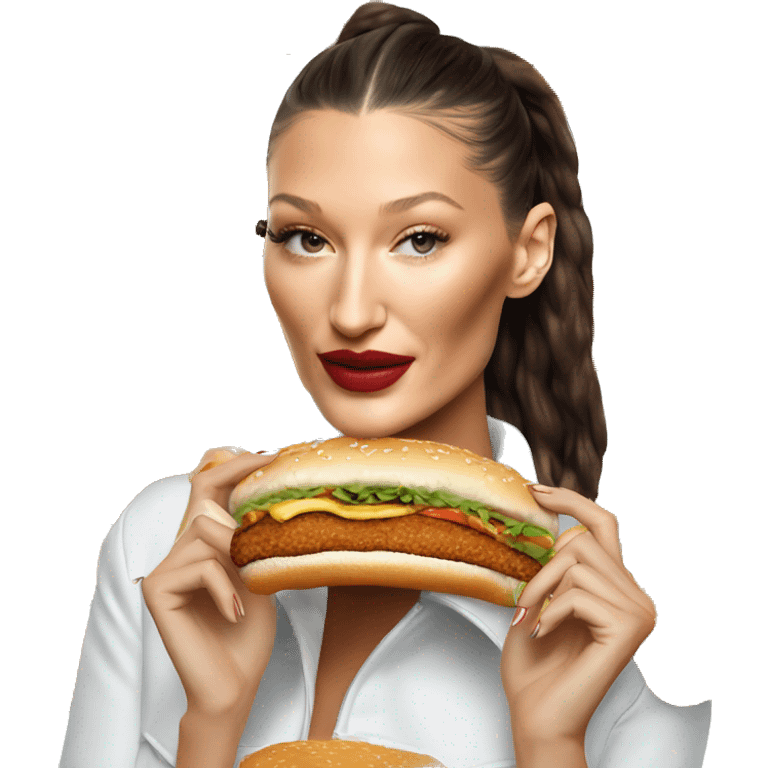 Bella hadid eating mcchicken emoji