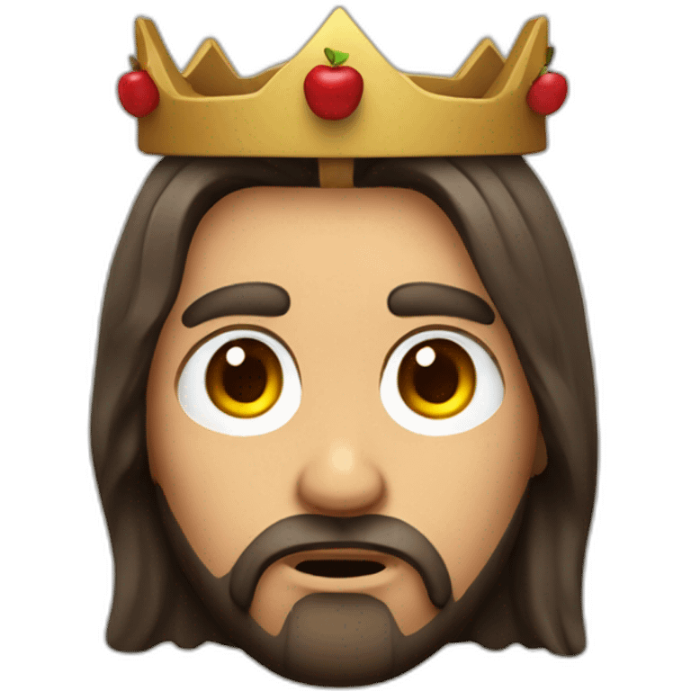 Jesus with a thorn crown, worried face, in the style of an apple Memoji  emoji