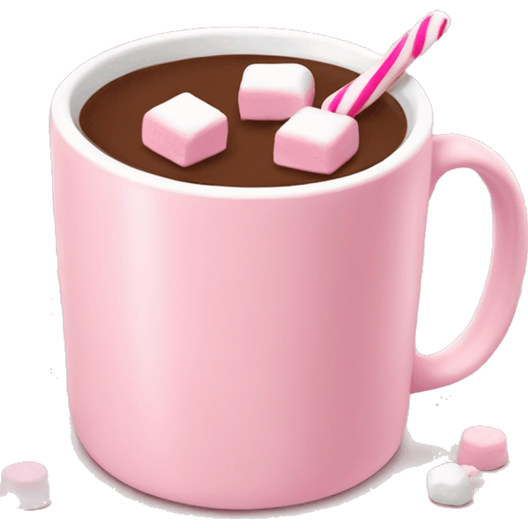 Light pink mug with hot chocolate and marshmallows with pink sprinkles  emoji