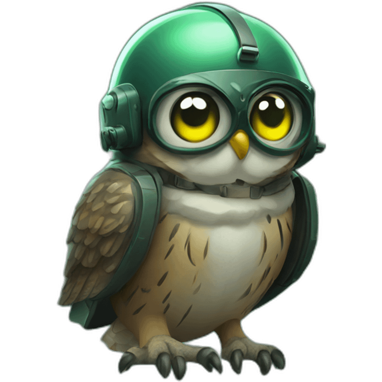 Owl with night vision device in helmet emoji