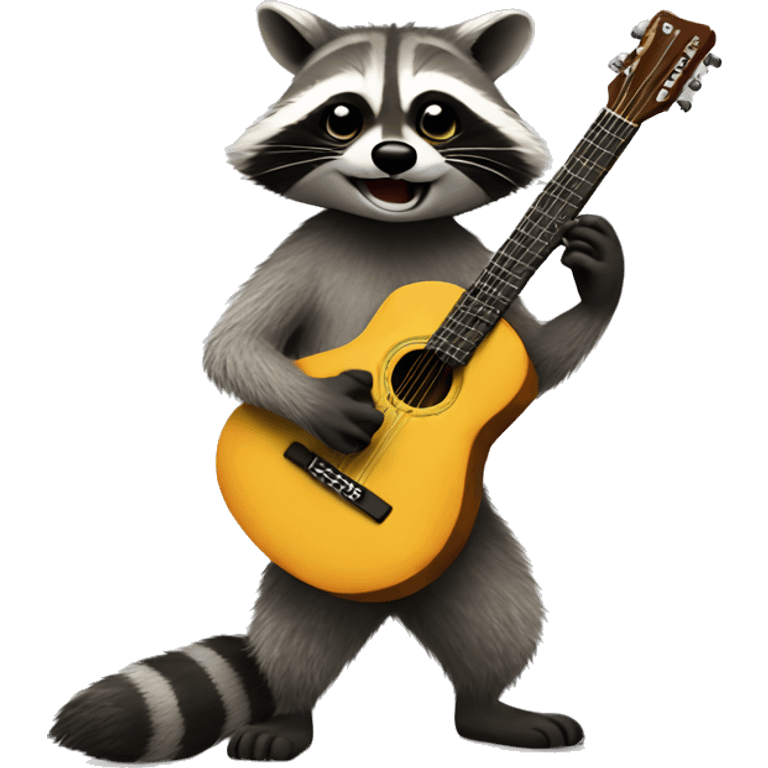 Raccoon playing guitar emoji