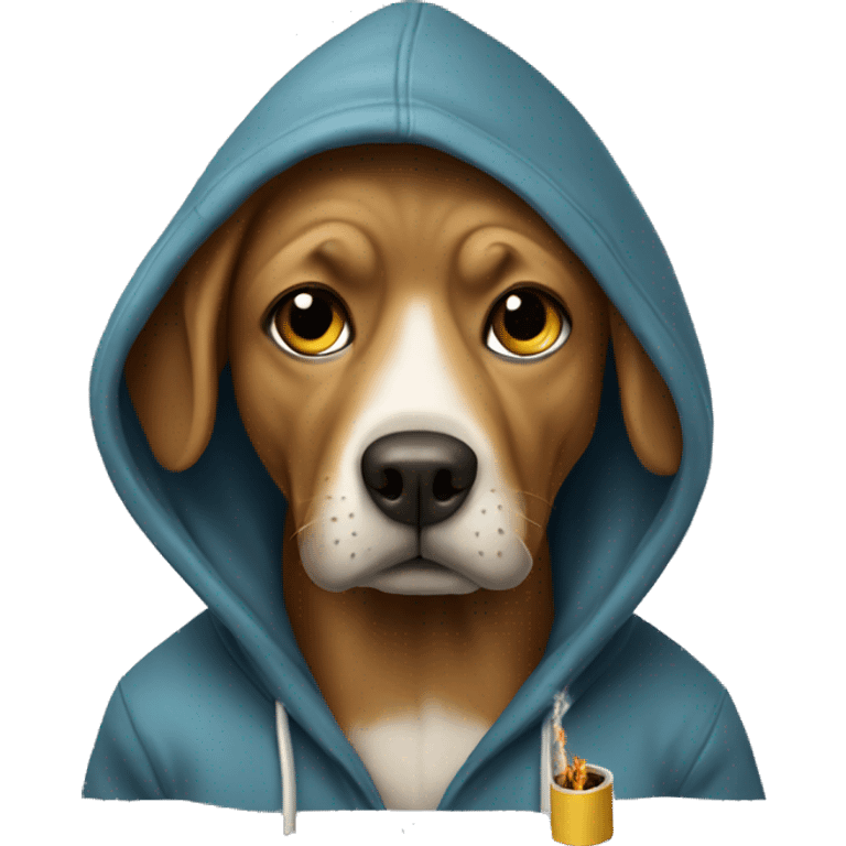 Dog in a hoodie smoking  emoji