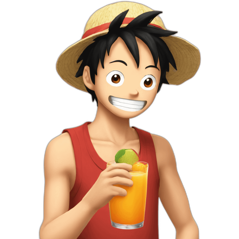 luffy drinking fruit juice emoji