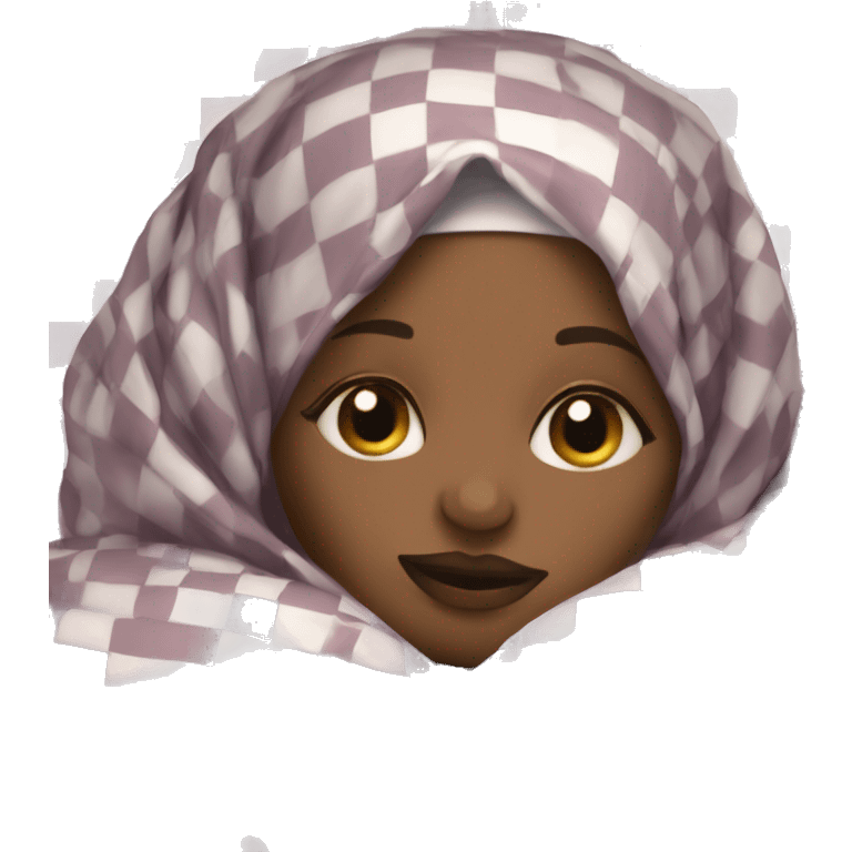 Black Hijabi sleeping in checkered pyjamas emoji