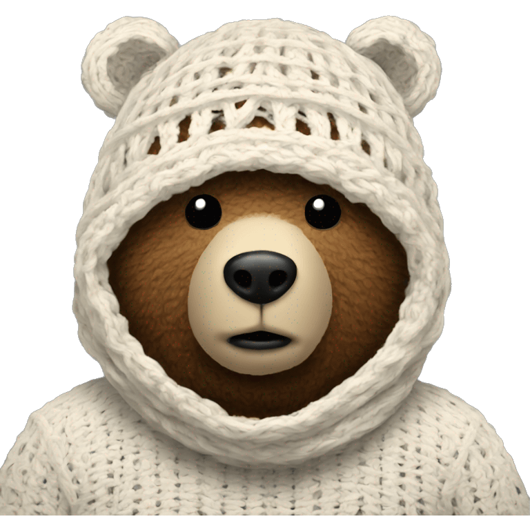 Bear wearing a crochet balaclava emoji