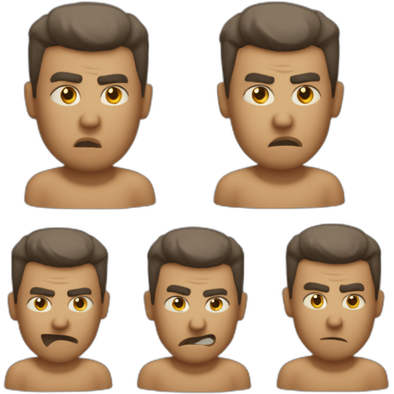 Angry guy with buzzed hair cut and tan skin on a raft emoji