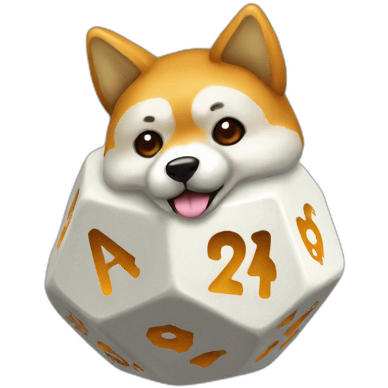 D20 dice with shiba ears emoji