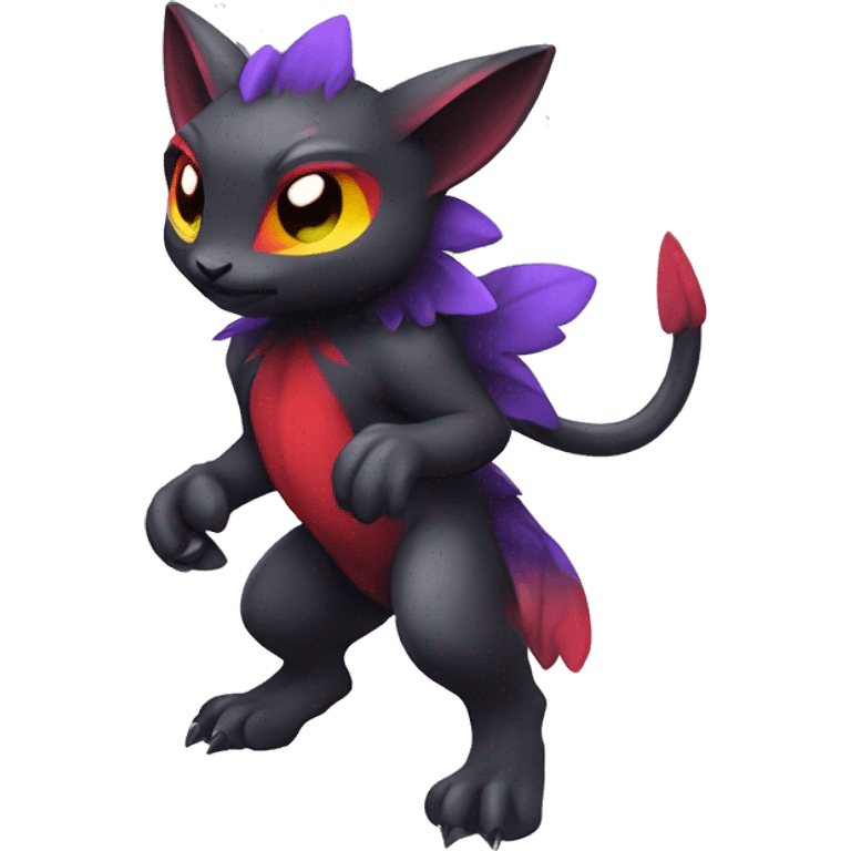 Cute cool dark black red purple yellow animal hybrid Fakemon full body emoji