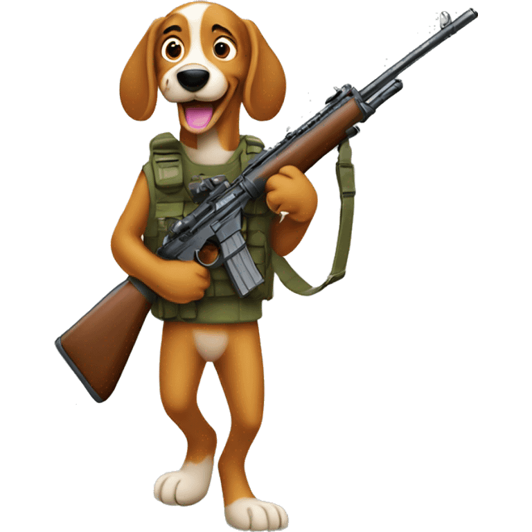 Goofy the dog carrying rifle emoji