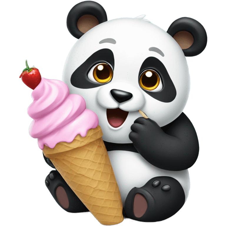 Panda eating ice cream emoji