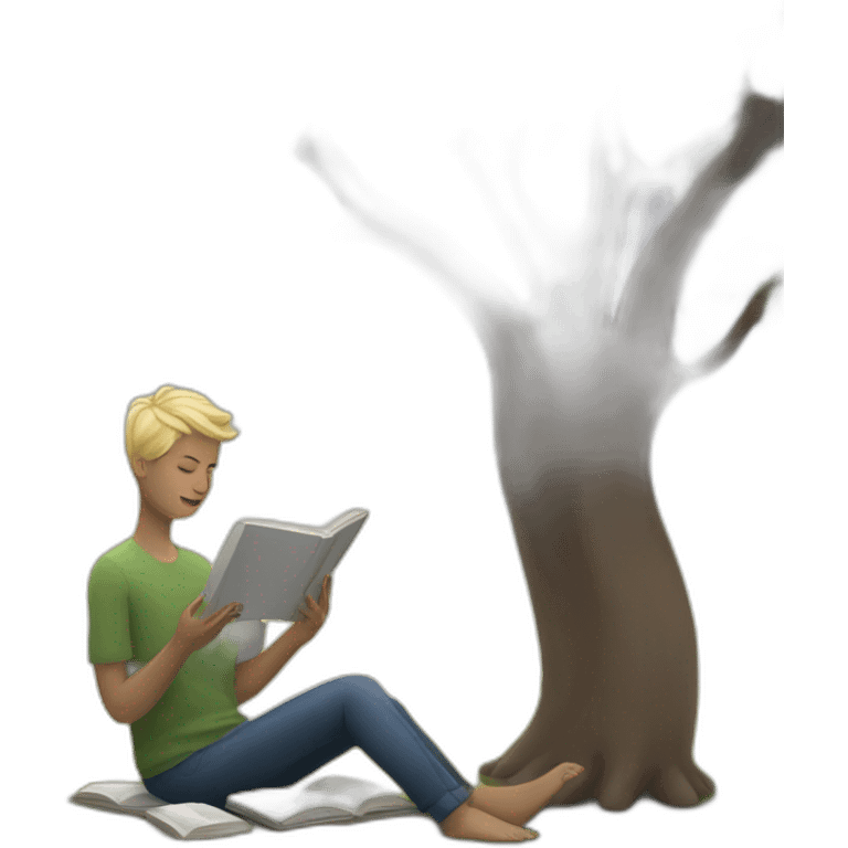 white person reading under the tree emoji