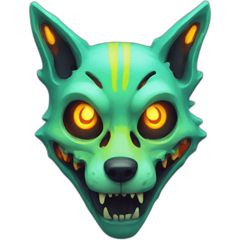 Neon Zombie skeleton fox emoji