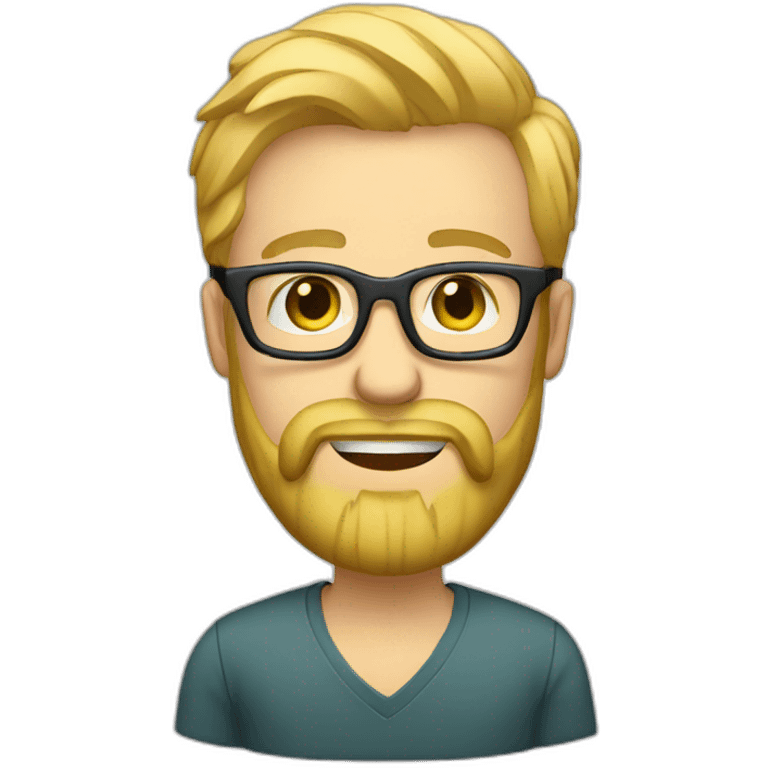 blonde bearded designer with glasses computer emoji