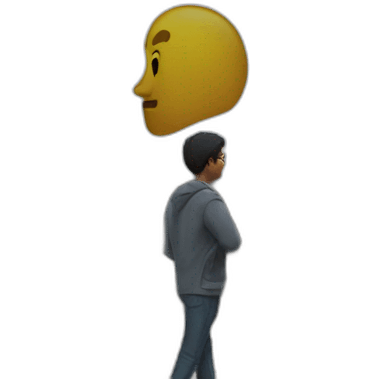 Man looks at billboard for rent emoji