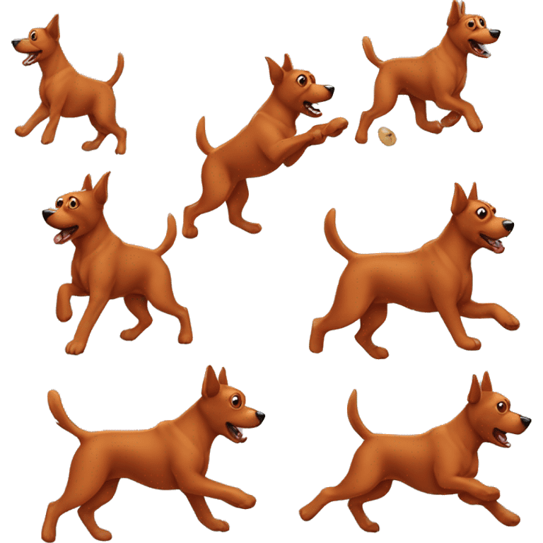 solid red dog with pointed ears running emoji