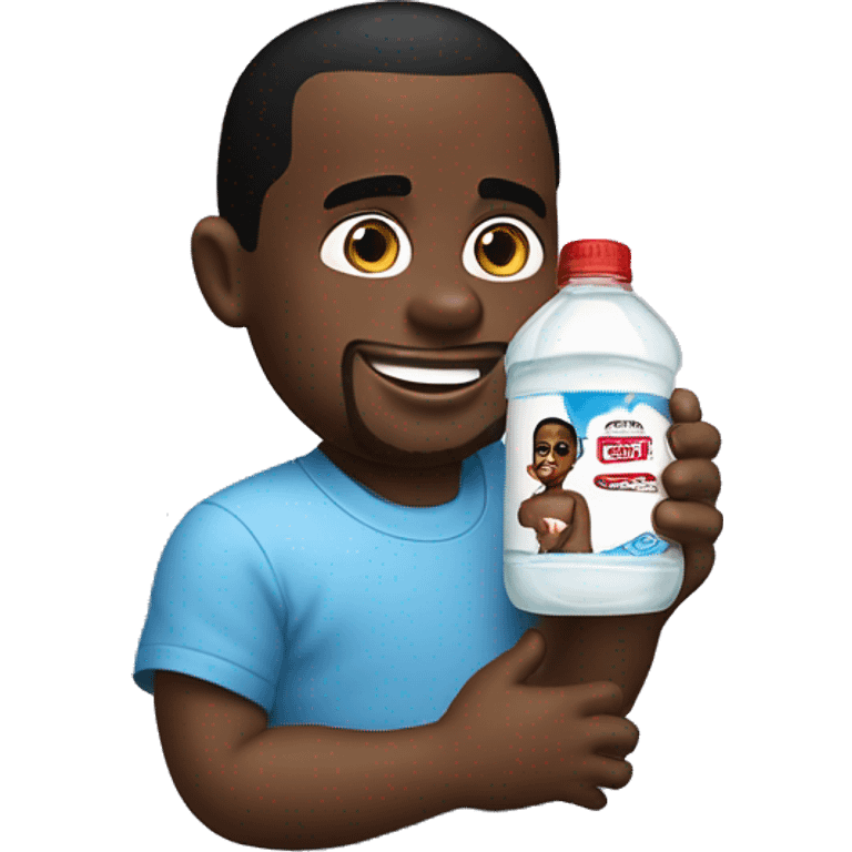 P diddy holding a johnson & johnson’s baby oil bottle emoji