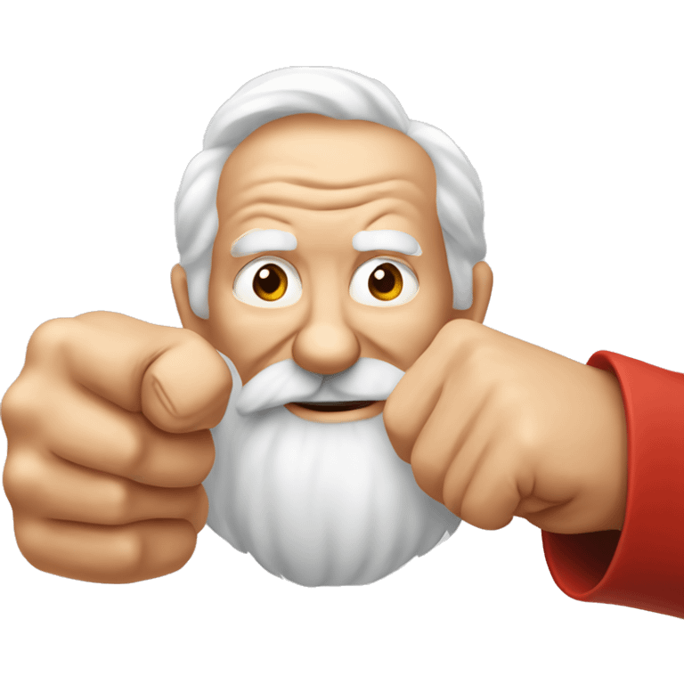 red bearded old man fist bumping with fist facing towards the camera, smiling emoji