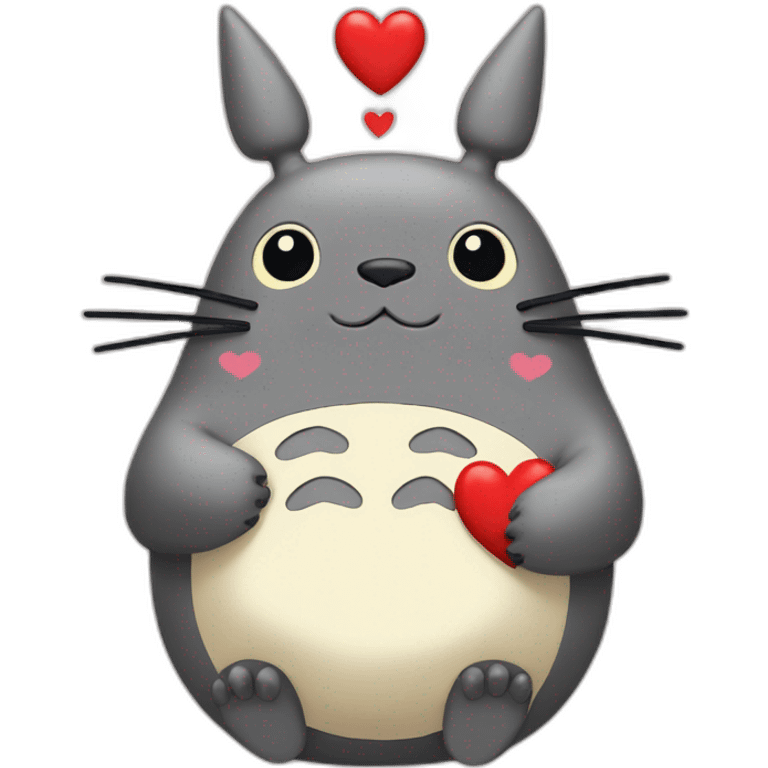 Totoro in love with hearts emoji