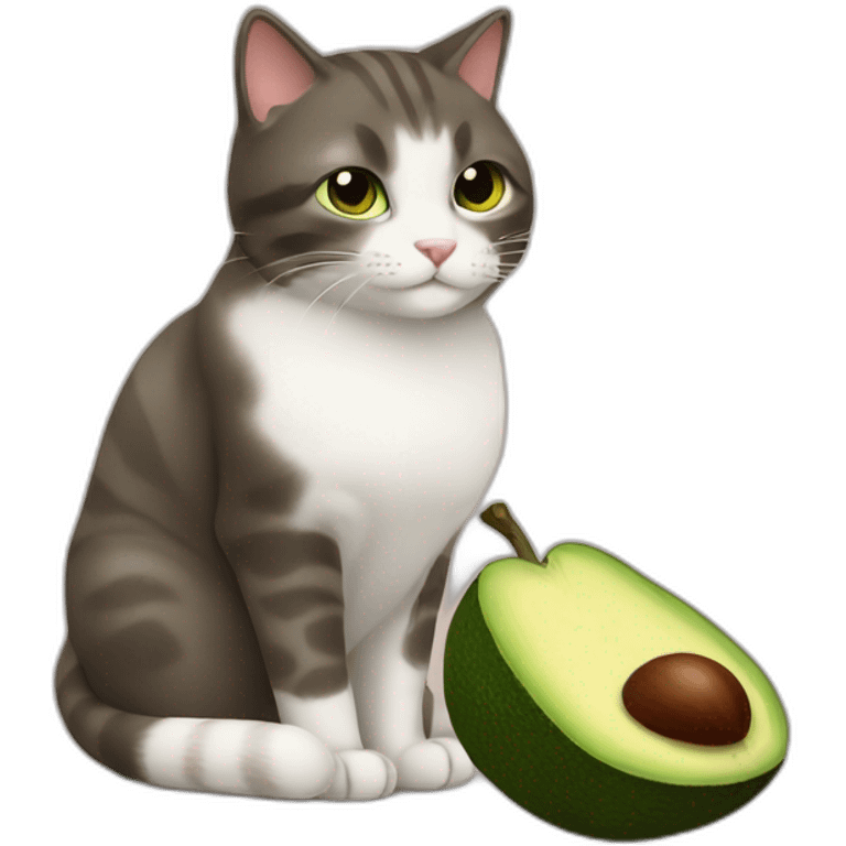 cute cat eating avocado emoji