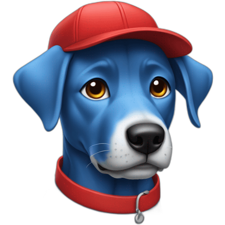 Blue dog with red cap emoji