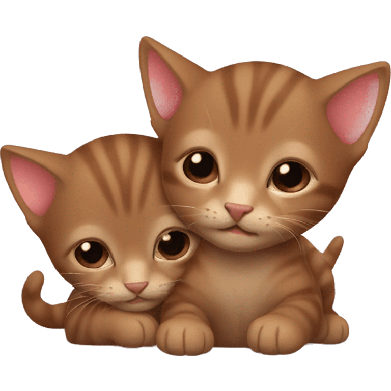 small brown kittens snuggeling emoji