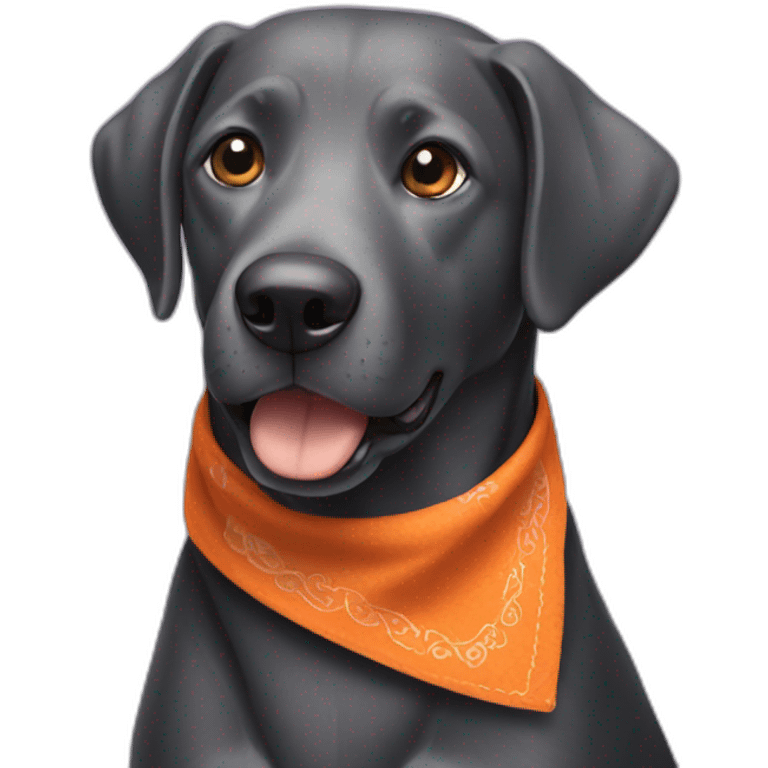 black dog with orange bandana around neck emoji