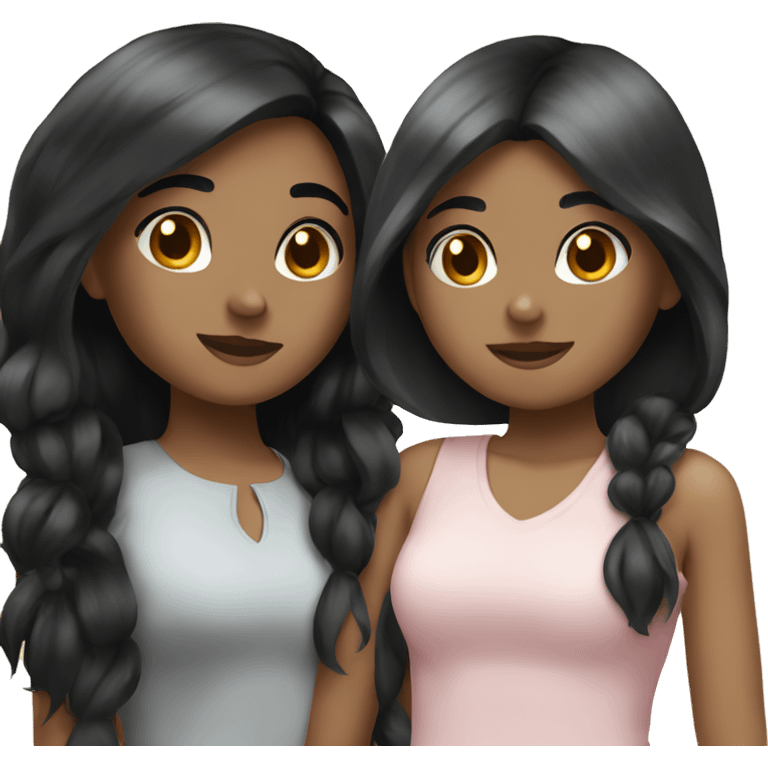 two girls with black hair and fair skin emoji