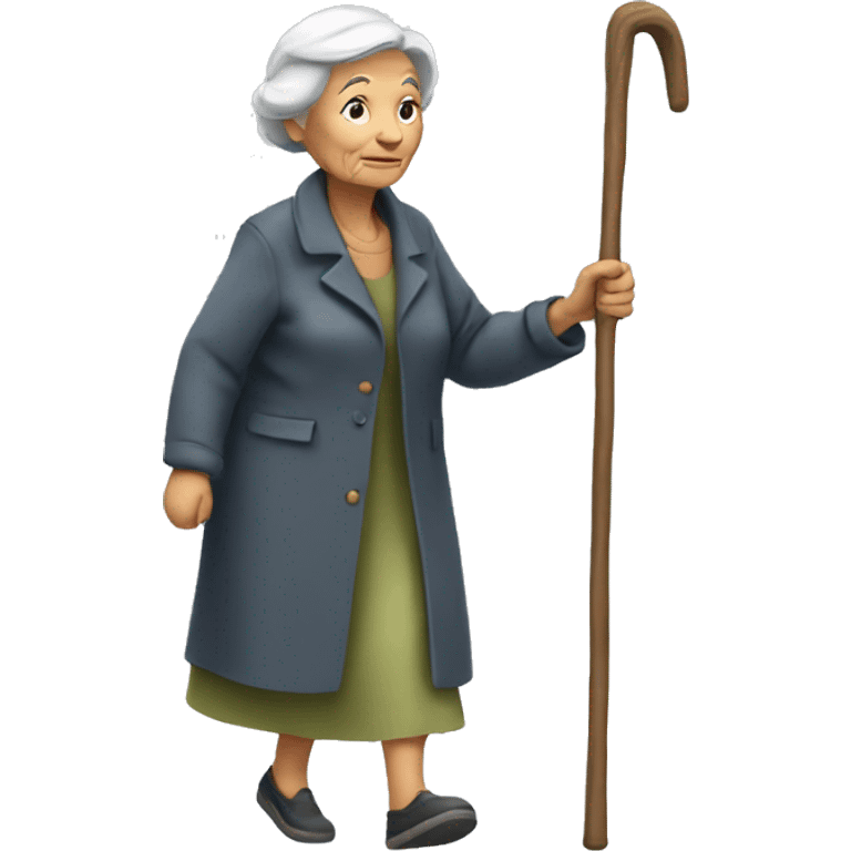 old women walking with stick emoji