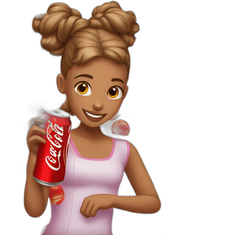 Une fille qui boit un coca cola emoji