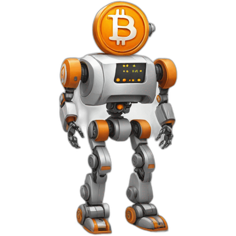 Robot with an orange Bitcoin head emoji