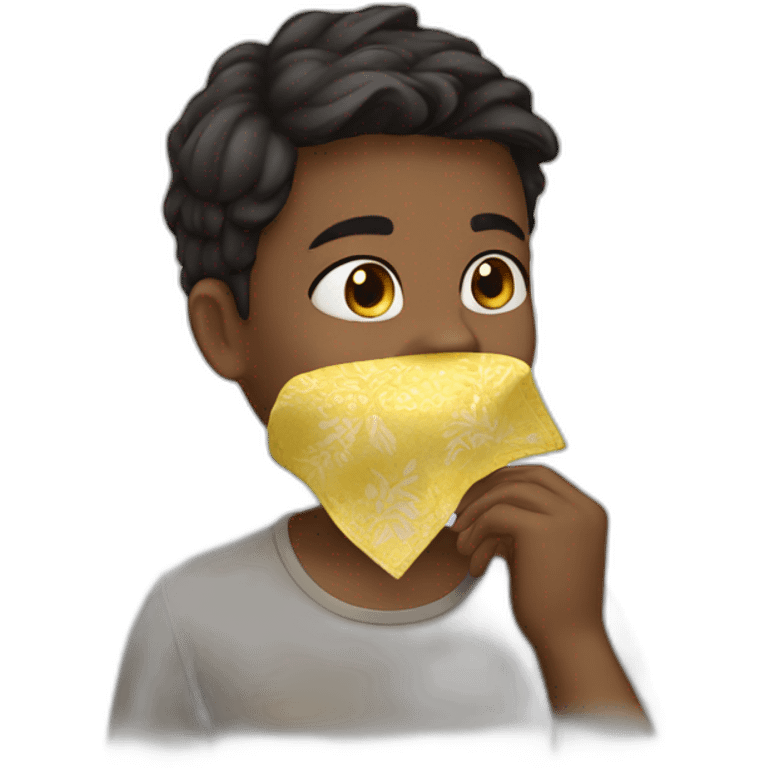 girl puts a handkerchief on his mouth emoji