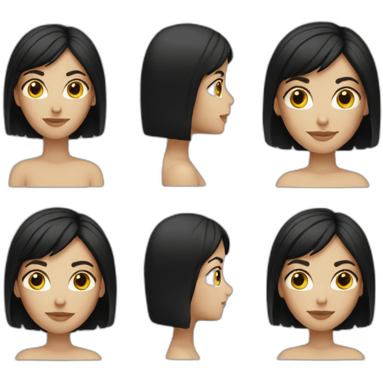 White Woman short straight black hair emoji