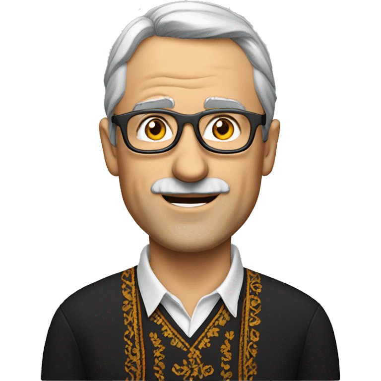 a middle-aged European man wearing an embroidered shirt and glasses emoji