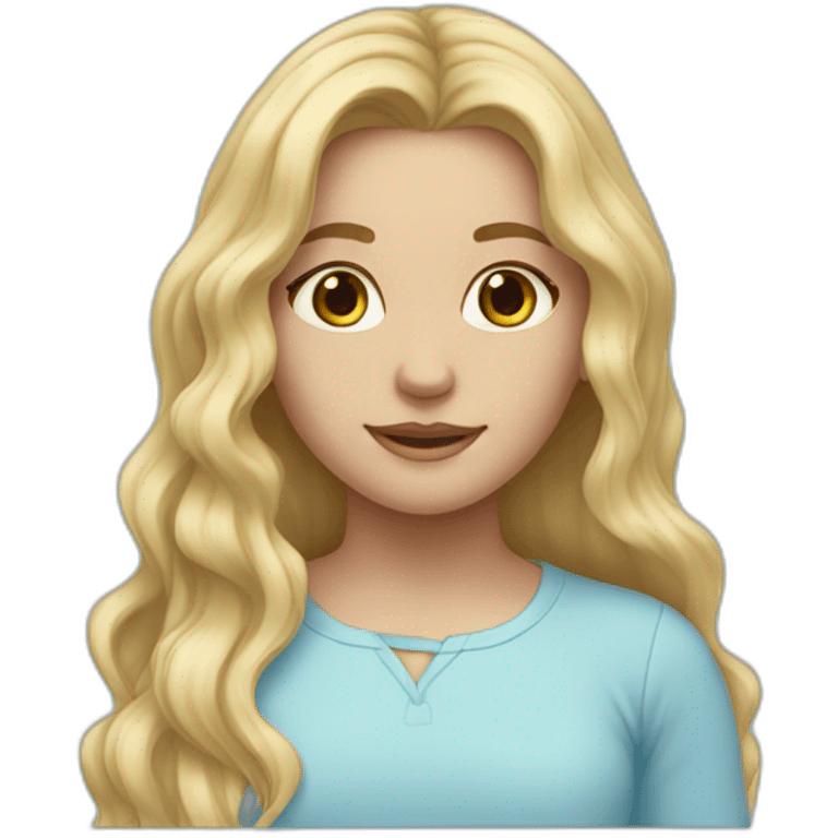 Girl with blonde long hair with her hair ends in pastel blue emoji