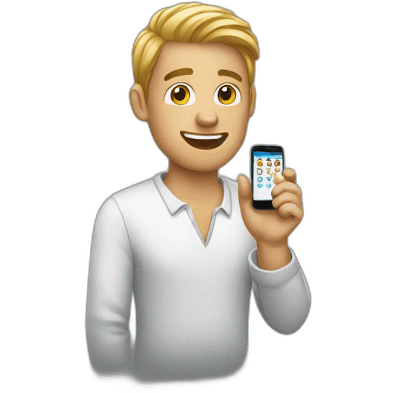 man showing his mobile emoji