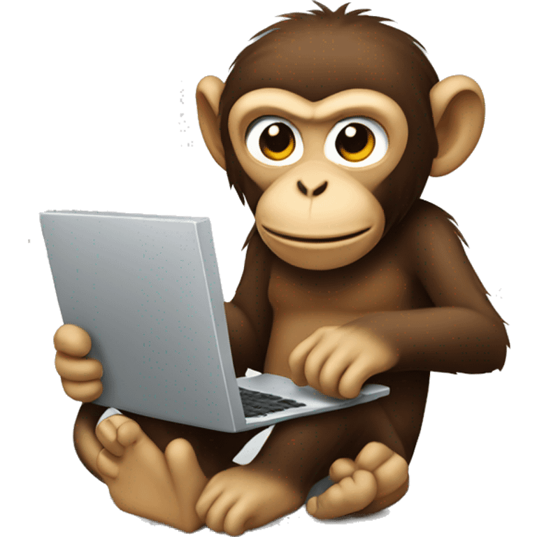 A monkey sitting at his computer emoji