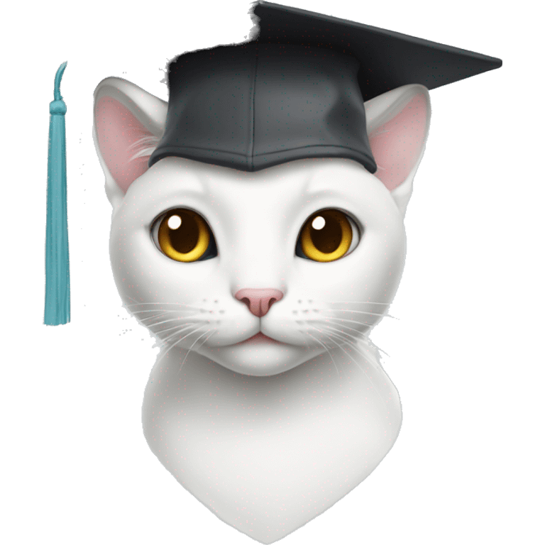 white she cat with a graduation cap emoji