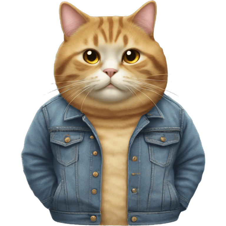 fat cat in a jean jacket but make it a female cat emoji