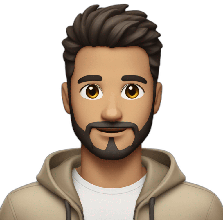 brunette-guy-with-taper-fade,-tiktok-face-straight-in-front-and-top-of-hair-and-dark-beard-and-brown-eyes-and-big-nose- emoji