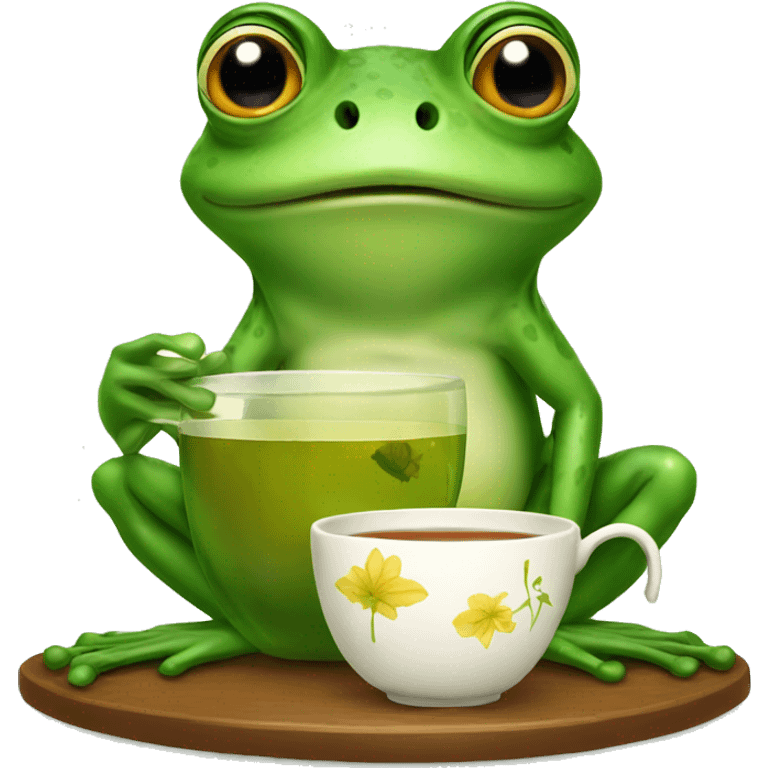 Frog with tea emoji