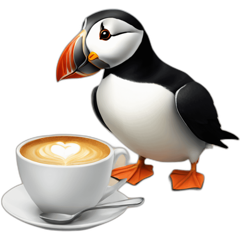 puffin drinking latte emoji