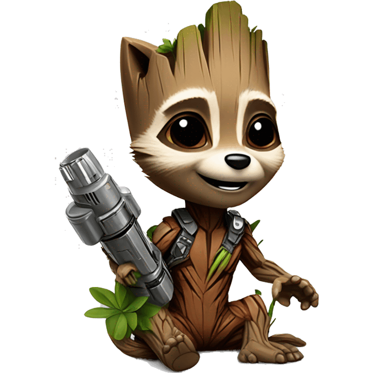 baby groot and rocket racoon emoji