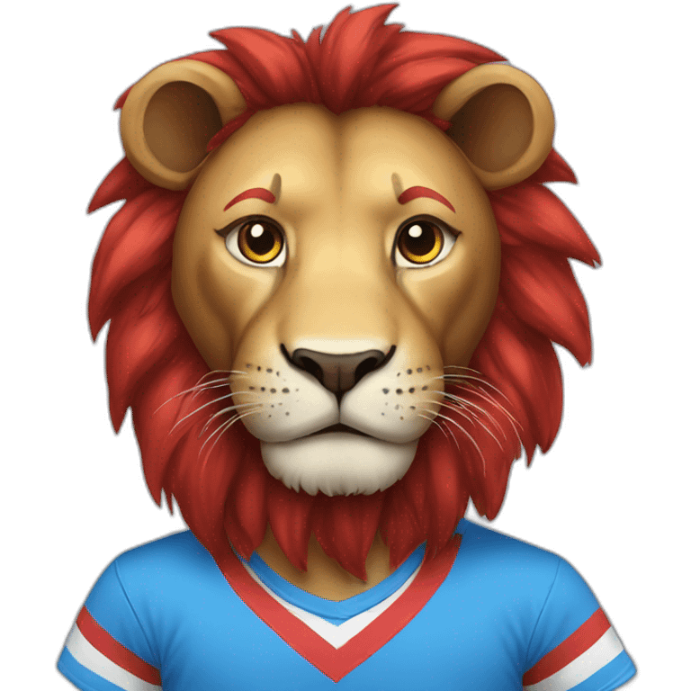 lion-wearing-striped-blue-and-red-t-shirt emoji