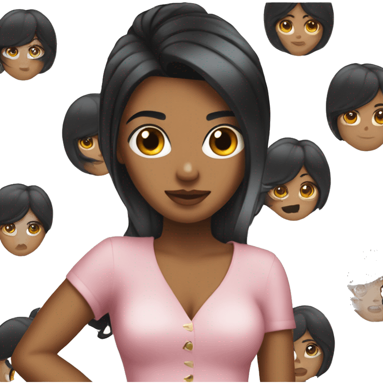 Black hair chanel tanned skin Girl with jab in hand emoji