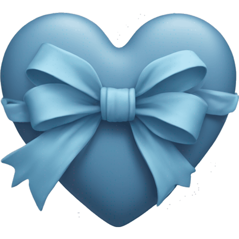 Dusty blue heart with a bow wrapped around it emoji