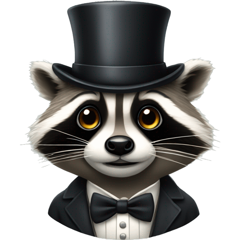 Fancy raccoon with a monocle and top hat emoji