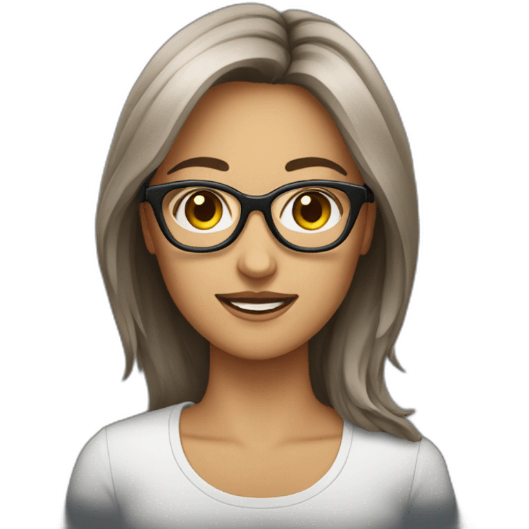 Femme brune avec lunette emoji