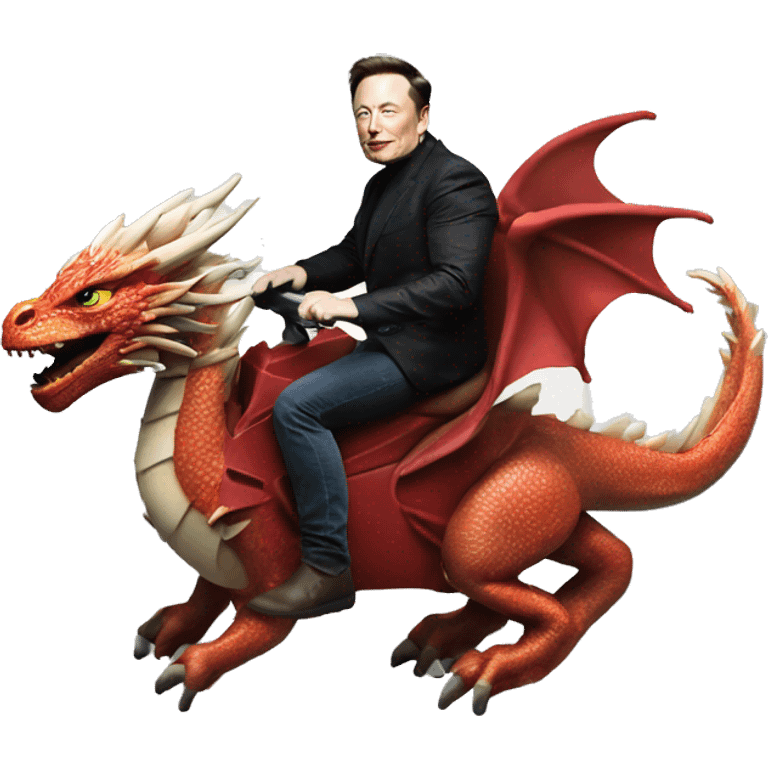 Elon Musk riding on dragon in spce  emoji