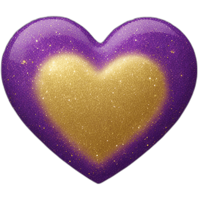 Purple and gold glitter heart emoji